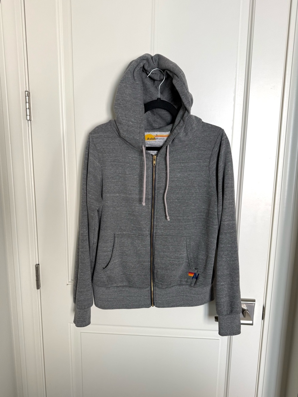 Aviator Nation Grey Bolt Hoodie Sweatshirt Size Small - Fair Condition